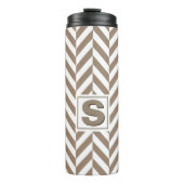 Tan White Herringbone Monogram Thermosbeker (Voorkant)