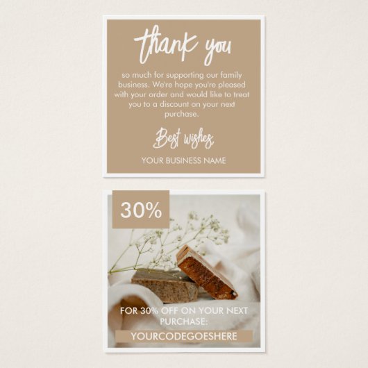 Tan White Photo & Code Promo Merci (Devant & derrière)