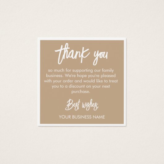 Tan White Photo & Code Promo Merci (Devant)