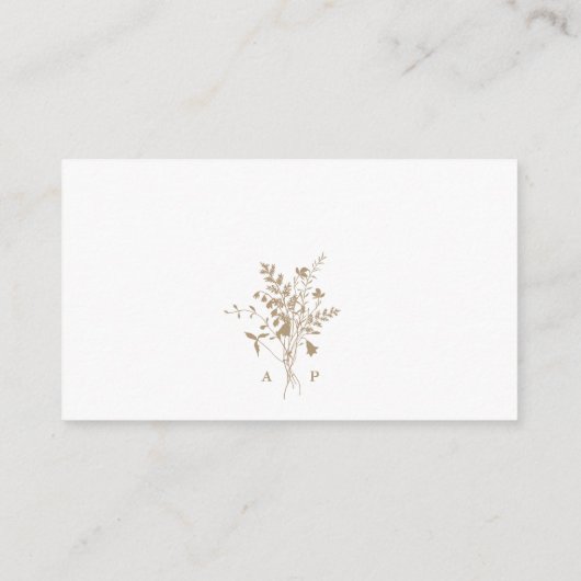 Tan & White Wildflower bruiloft RSVP Informatiekaartje (Achterkant)
