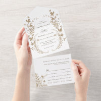 Tan & Wit Wildflower Silhouet Krans Bruiloft