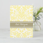 Tan Yellow Damask Bat Mitswa Uitnodigingen (Staand voorkant)