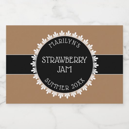 Tan, zwart-wit inblikken label voedselcontainer etiket (Enkel label)