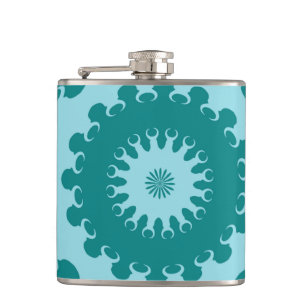 Tanager Turquoise en Teal Blauwe Halve Maan Boeren Heupfles