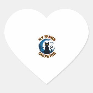 Tand des groeiende Halloween Zwarte Kat Blauwe Maa Hart Sticker