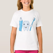 Tand en tandenborstel meisjes T-shirt (Voorkant)