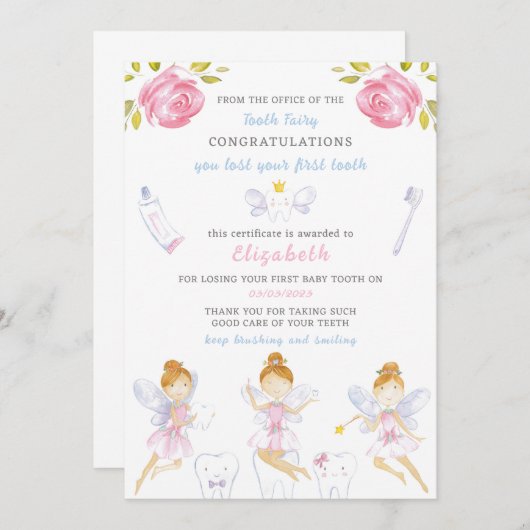 Tand Fairy Letter Kaart (Voorkant / Achterkant)