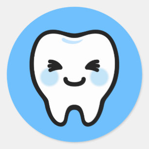 Tand Karakter Smilend – Mooie & Schone Illustratie Ronde Sticker