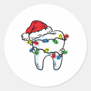 Tand Kerst Licht Sinterklaas Hoed Tandarts Tandhyg Ronde Sticker