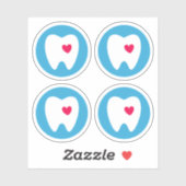 Tand met hart stickers, set van vier stickers (Vel)