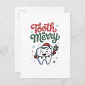 Tand moet vrolijk Tandarts Kerstmis Xmas Uitnodiging Briefkaart (Voorkant / Achterkant)