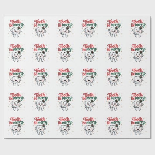 Tand moet vrolijk zijn Funny Tandarts Kerstmis Cadeaupapier (Vlak)