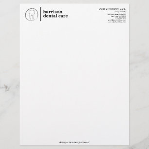 Tand schets logo zwart/wit tandarts briefhoofd