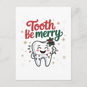 Tand Tandarts Kerstmis Grappig Aankondigingskaart