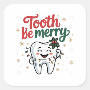 Tand Tandarts Kerstmis Grappig Vierkante Sticker