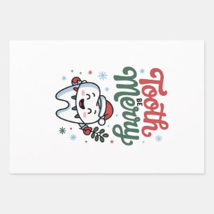 Tand Tandarts Kerstmis Kerst  Inpakpapier Vel
