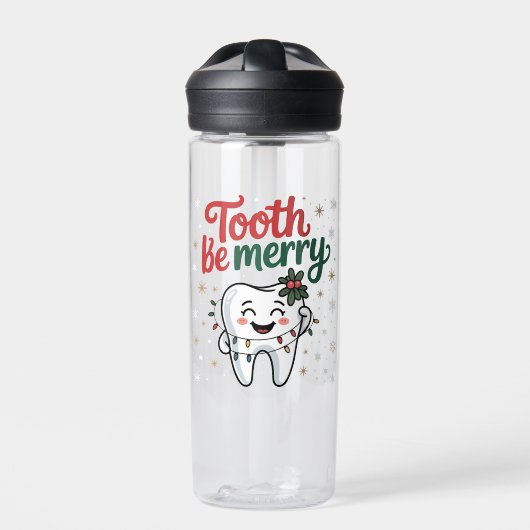 Tand wees vrolijk grappig tandarts kerst waterfles (Voorkant)