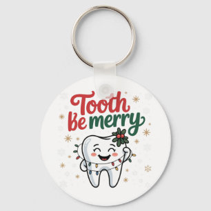 Tand Zal Blij Zijn Funny Tandarts Kerstmis Sleutelhanger