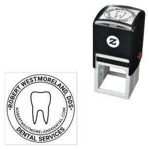 Tandarts DDS Tand Logo, Naam, Website URL Zelfinktende Stempel