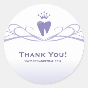 Tandarts Gift Schattige Tandkroon Logo Paarse Ronde Sticker