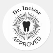 Tandarts goedgekeurd ronde sticker (Voorkant)