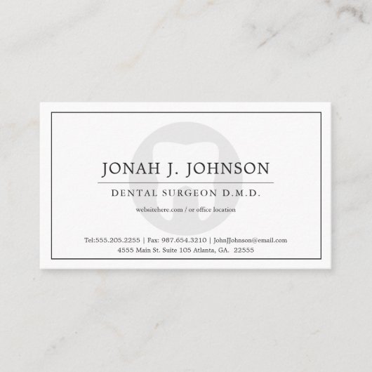 tandarts | Minimaal tandsymbool Visitekaartje (Voorkant)