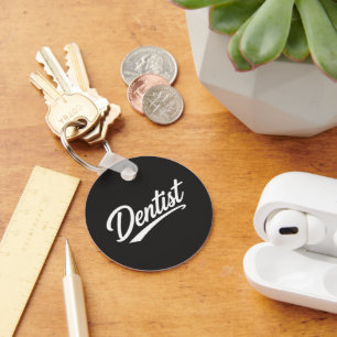 Tandarts Script Typografie Koffiemok Cadeau Sleutelhanger