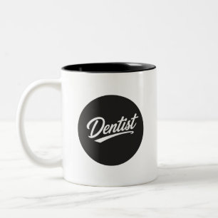 Tandarts Script Typografie Koffiemok Cadeau Tweekleurige Koffiemok