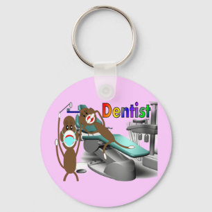 Tandarts Sock Monkey Cadeaus--Uniek Sleutelhanger