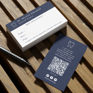 Tandarts Tand Logo Eenvoudig Blauw Afspraak Visitekaartje