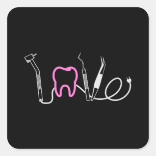 Tandarts Tanden Tand Liefde Tand Grappig Gift Idee Vierkante Sticker