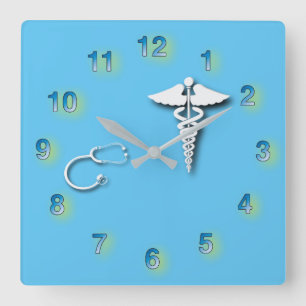 Tandarts Tandenborstel 🦷 Caduceus Stethoscoop Vierkante Klok