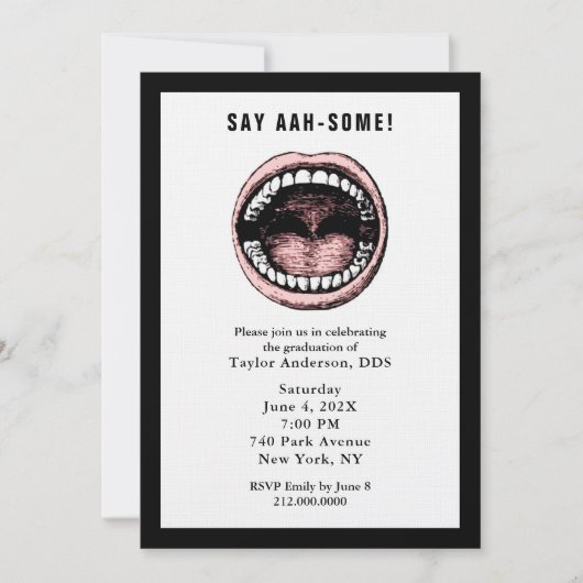 Tandarts Tandheelkundige School Afstudeerfeest Kaart (Voorkant)