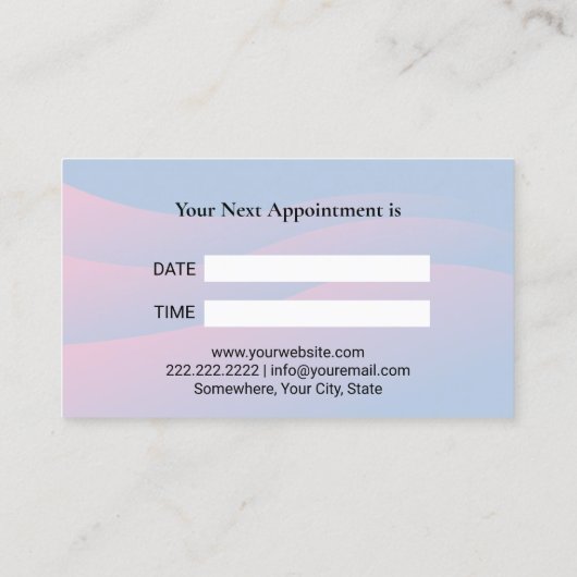 Tandarts Witte Tand Pastel Blauw Roze Curves Denta Afsprakenkaartje (Achterkant)