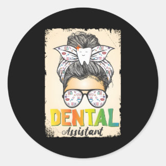 Tandartsassistent Messy Bun mondhygiëniste Ronde Sticker