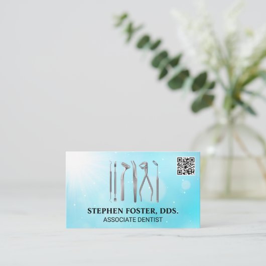 Tandartsinstrumenten | QR-code Visitekaartje (Staand voorkant)