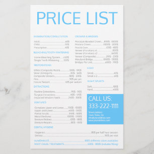 Tandartspraktijk Tandarts Eenvoudige prijslijst Briefpapier