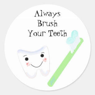 Tandborstel en tand Cute Tandheelkundige Herinneri Ronde Sticker