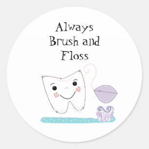 Tandborstel en tand Cute Tandheelkundige Herinneri Ronde Sticker