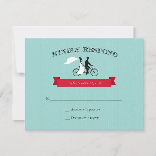 Tandem Bicycle Aqua Wedding RSVP (Devant)