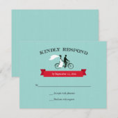 Tandem Bicycle Aqua Wedding RSVP (Devant / Derrière)