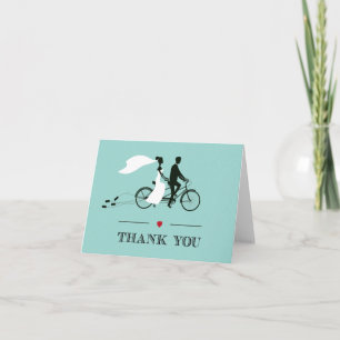 Tandem Bicycle Aqua Wedding Thank You Bedankkaart