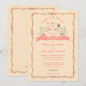 Tandem Bicycle, Birds and Banner Wedding Kaart (Voorkant / Achterkant)