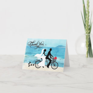 Tandem Bicycle Bride en Groom Wedding Bedankt Kaart