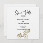 Tandem Bicycle Casual Square Save the Date Card Kaart (Voorkant / Achterkant)
