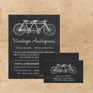 Tandem Bicycle & Chalkboard, Antiek dealer, winkel Flyer