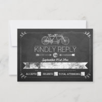 Tandem Bicycle Chalkboard Typographie Mariage RSVP