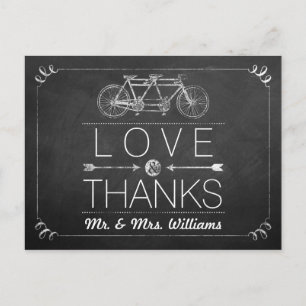 Tandem Bicycle Chalkboard Typography Wedding Briefkaart