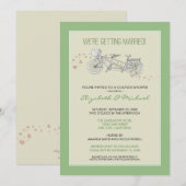 Tandem Bicycle Couple's Bridal Shower Invitation Kaart (Voorkant / Achterkant)