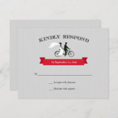 Tandem Bicycle Gray Wedding RSVP (Voorkant / Achterkant)